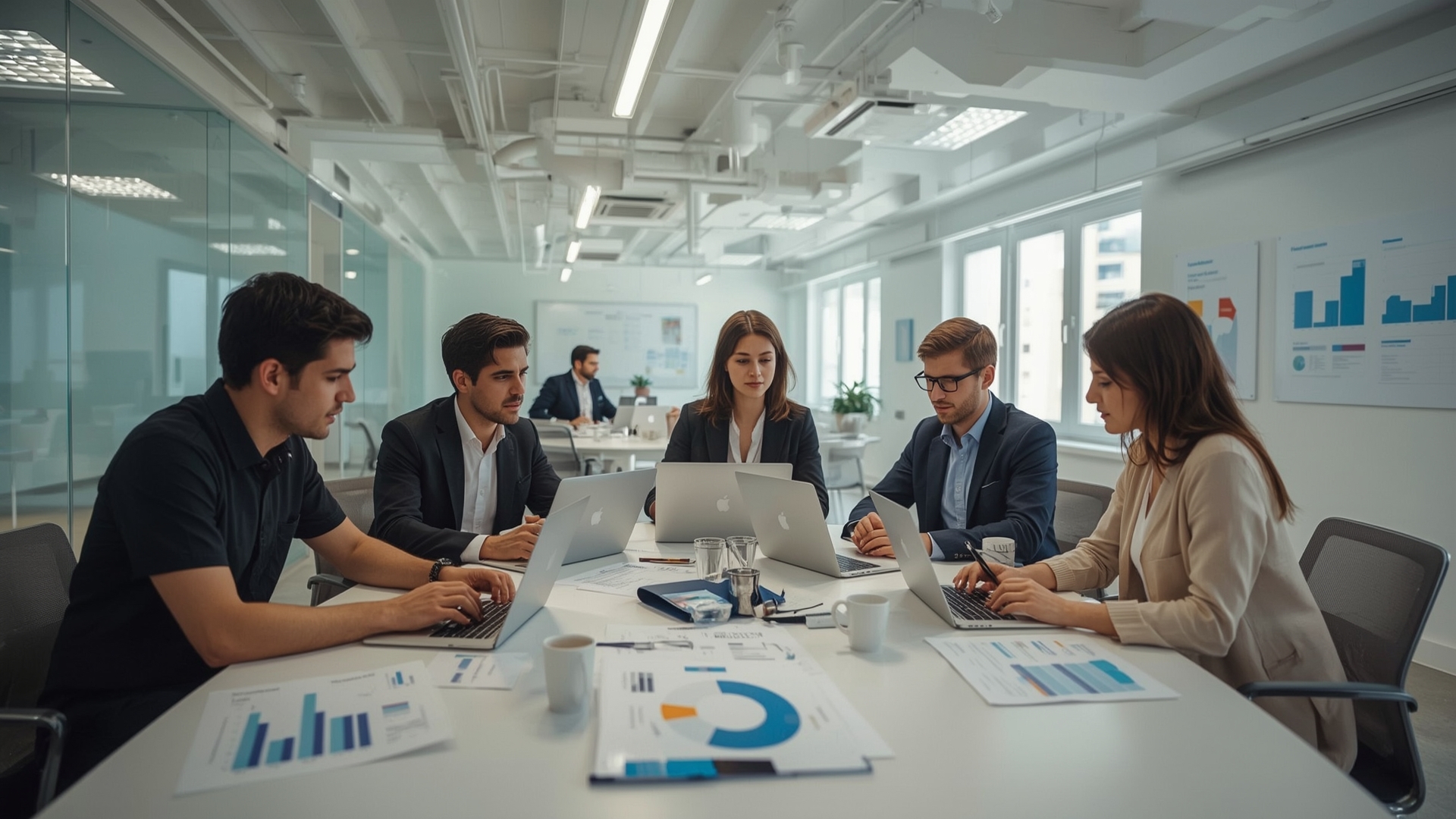 Equipo de auditoría financiera trabajando